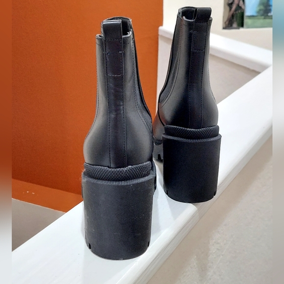 Black Ankle Chunky Heeled Boots W/ style idea pic. (NWOT) - Picture 11 of 13